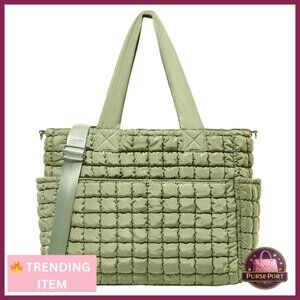 Large Puffer Tote Bag with 7 Pockets for Travel Work Gym